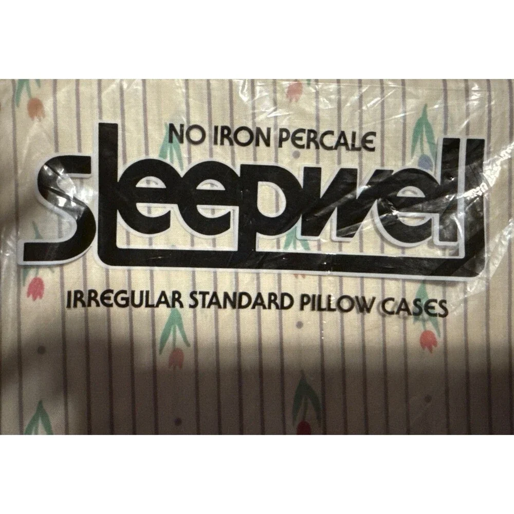 Vtg Sealed Sleepwell Irregular Standard Pillowcases 20x30”